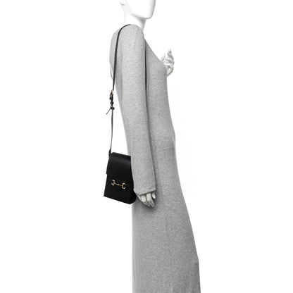Gucci Dollar Calfskin Vertical Horsebit 1955 Crossbody Bag Black 2 of 11