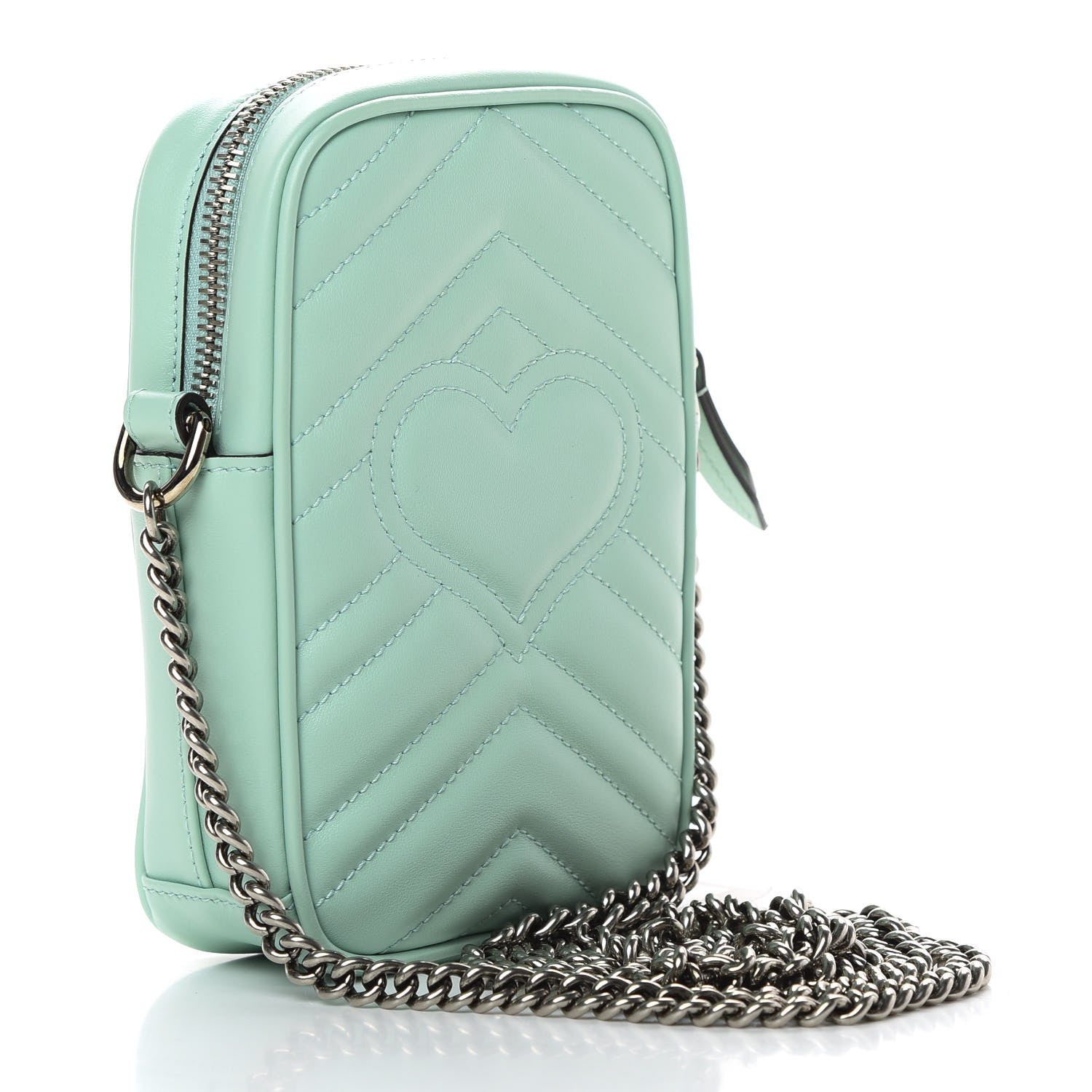 Gucci Calfskin Matelasse Mini GG Marmont Crossbody Bag Water Green 3 of 13