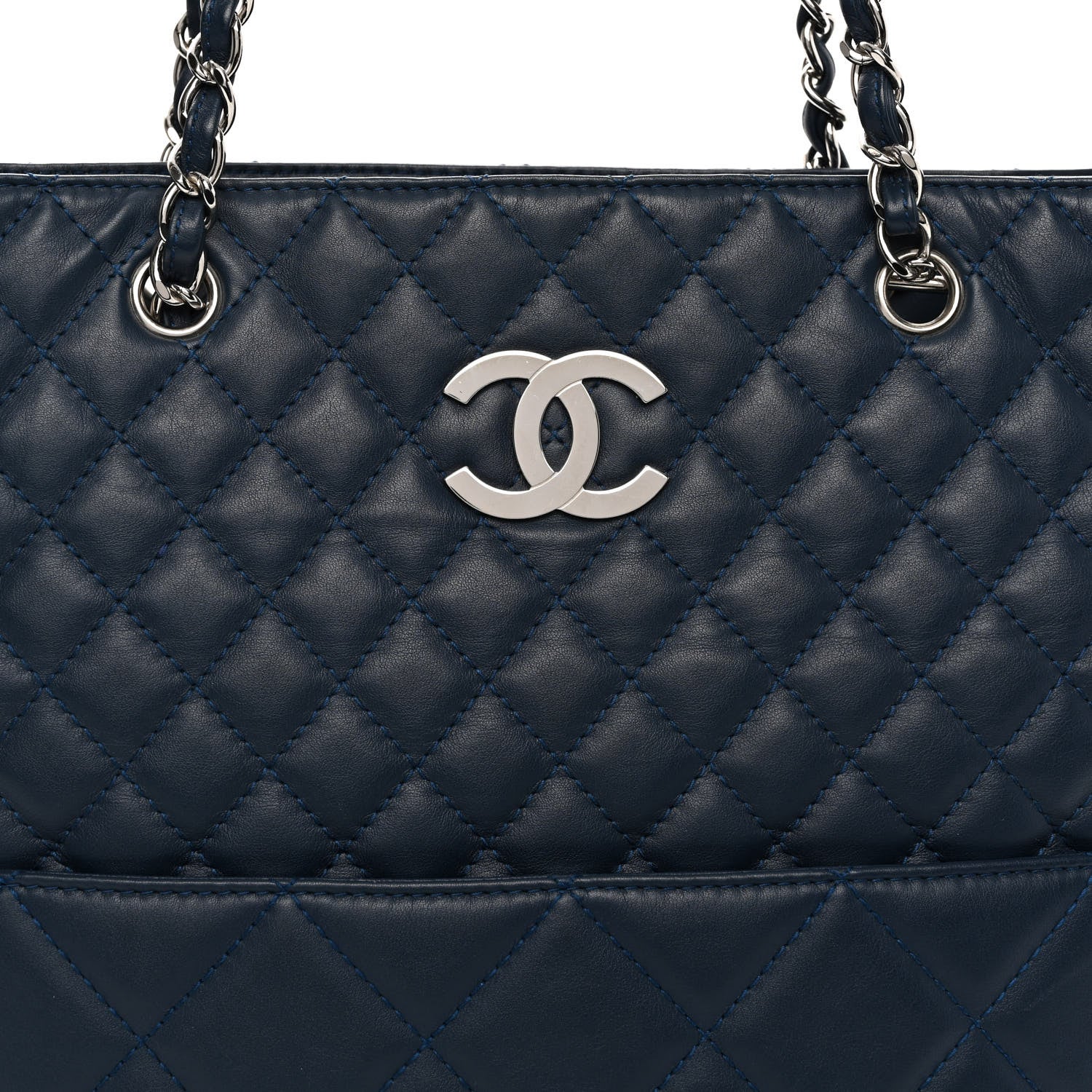 Chanel Calfskin Quilted In The Business North South Tote Blue 8 of 10
