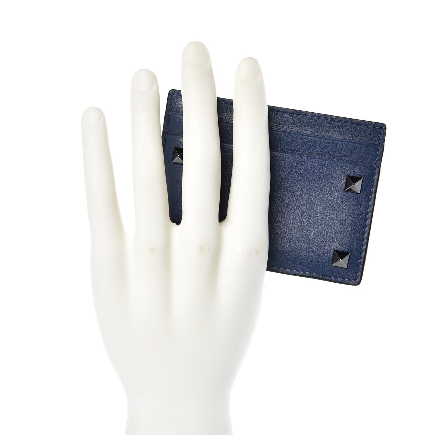 Vitello Rockstud Card Holder Indigo