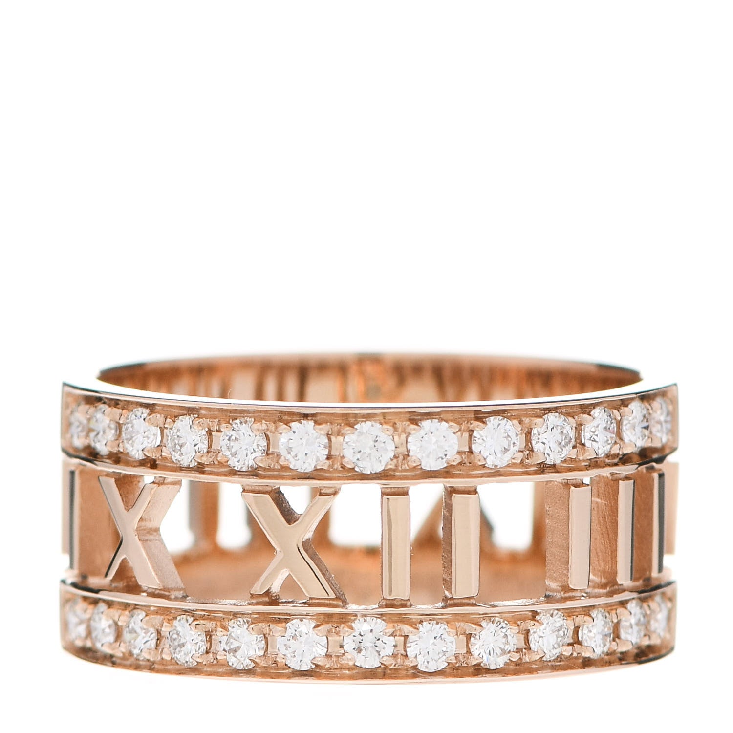 Tiffany 18K Rose Gold Diamond Wide Atlas Open Ring 54 7 1 of 6