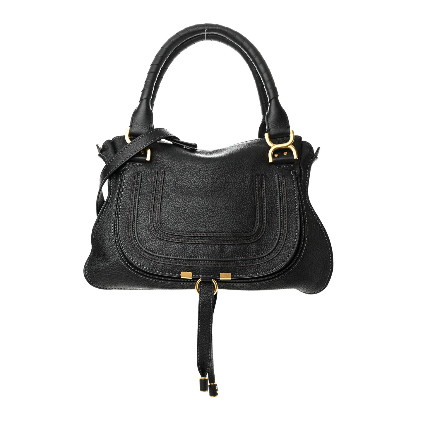 Calfskin Medium Marcie Satchel Black