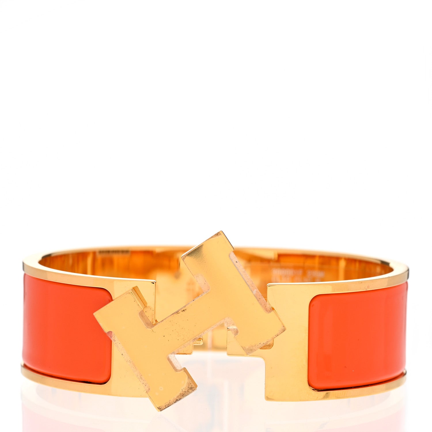 Hermes Enamel Wide Clic Clac H Bracelet GM Orange 5 of 5