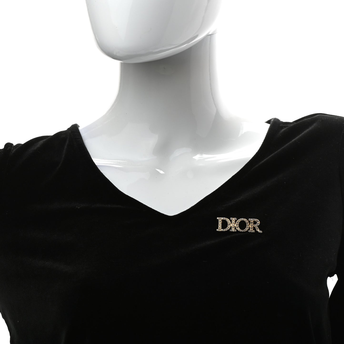 Crystal Dior Logo Brooch Gold