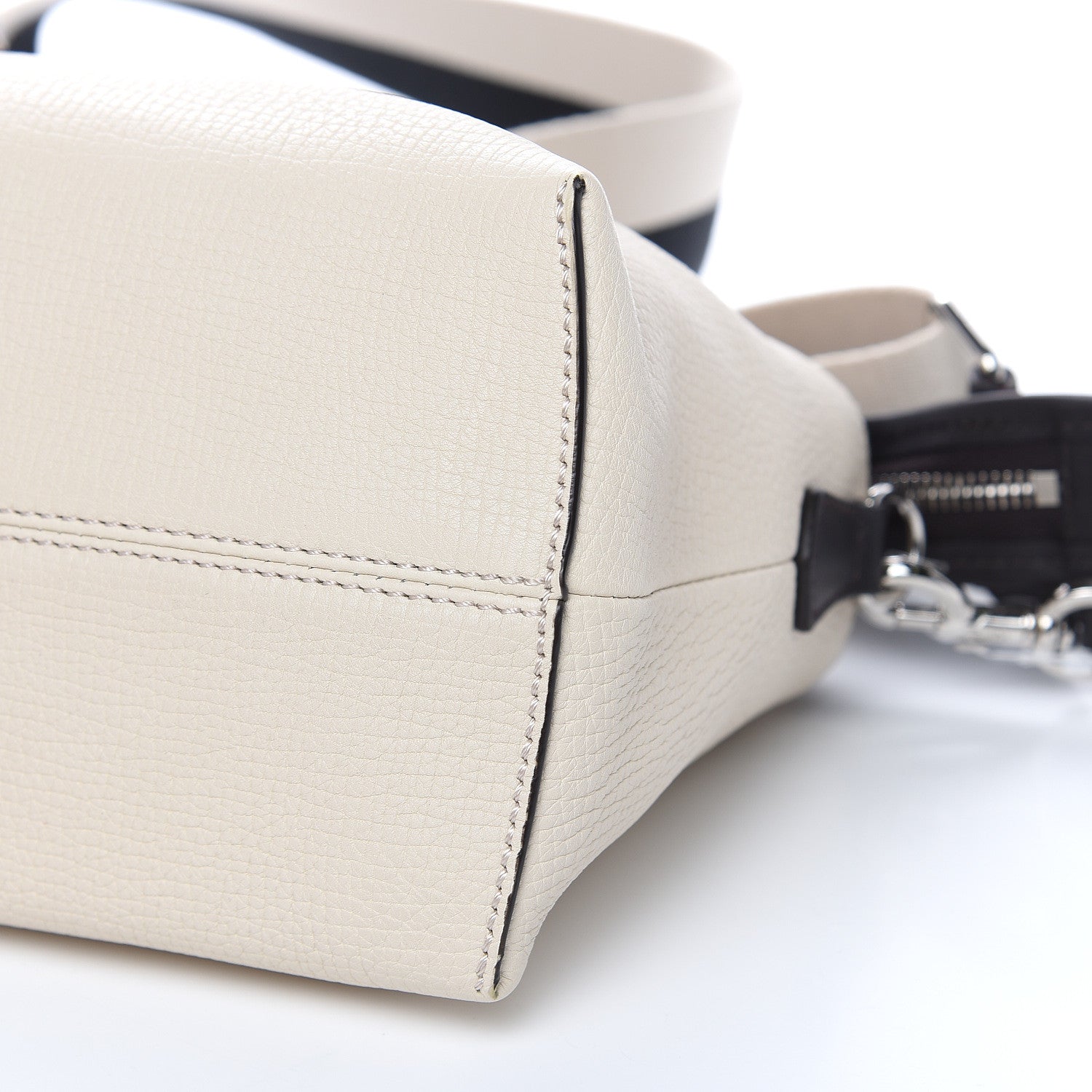 Fendi Vitello Sierra Morfeus Dolce Striped Strap Medium By The Way Boston Bag Camelia Ebano Multicolor 9 of 9