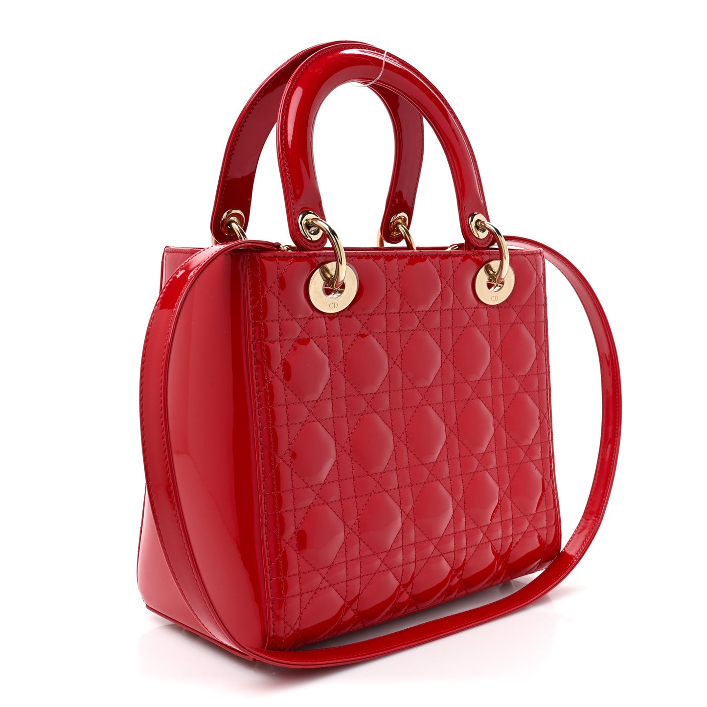 Patent Cannage Medium Lady Dior Red