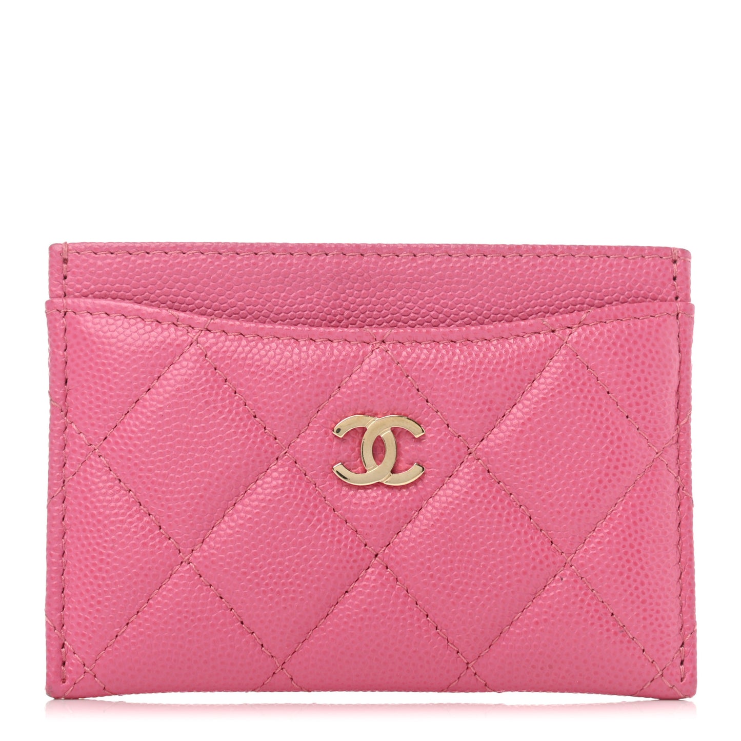 Caviar Quilted Card Holder Pink
