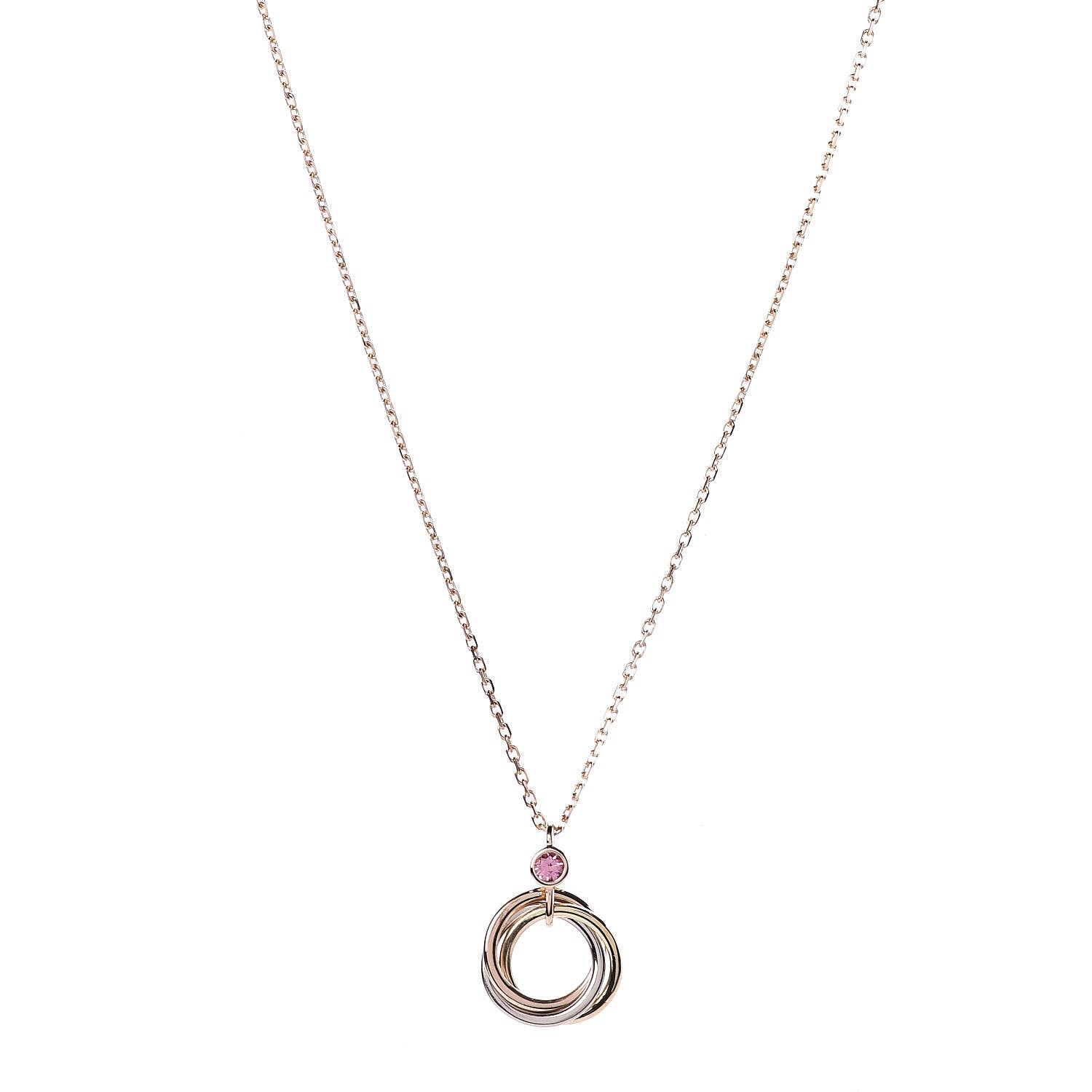 Cartier 18K Pink Yellow White Gold Pink Spinel Trinity Pendant Necklace 1 of 6