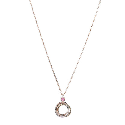 Cartier 18K Pink Yellow White Gold Pink Spinel Trinity Pendant Necklace 1 of 6