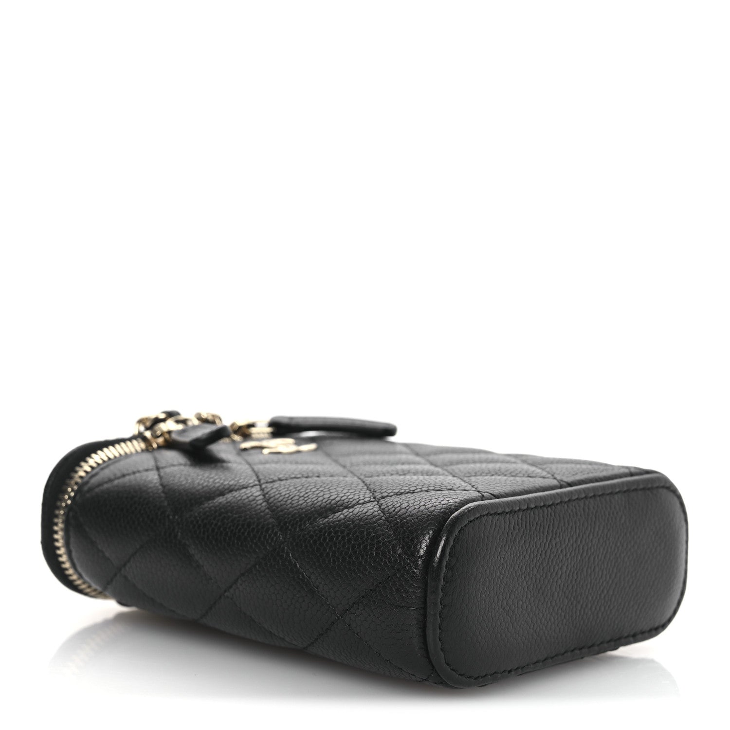 Chanel Caviar Quilted Small Vertical Coco Beauty Vanity Case With Chain Black 4 of 11