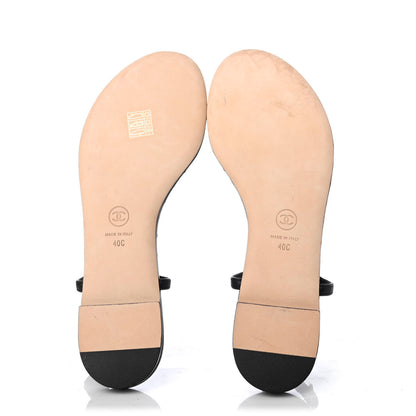 Chanel Lambskin Chain CC Logo Thong Sandals 40 Black 5 of 8
