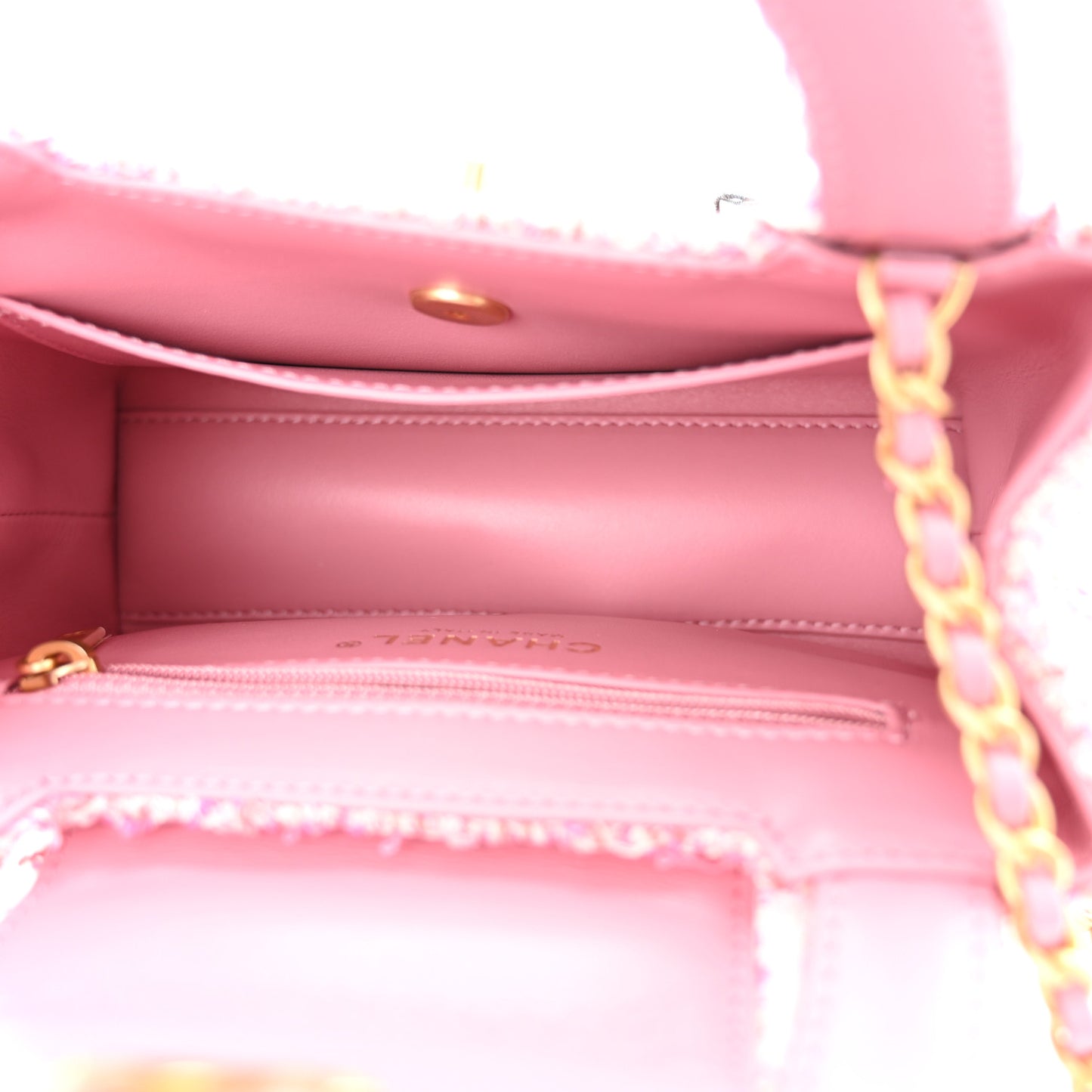 Tweed Quilted Nano Kelly Shopper Pink
