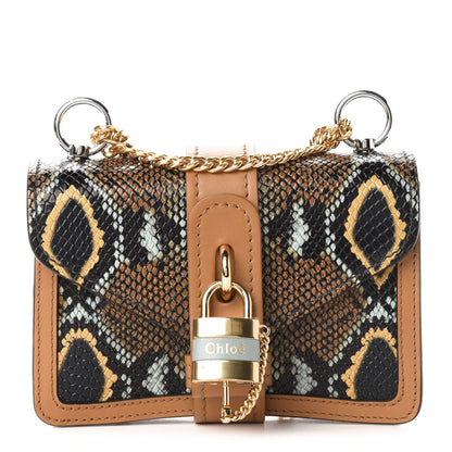 Chloe Python Embossed Shiny Calfskin Mini Aby Chain Shoulder Bag Faded Blue 1 of 10