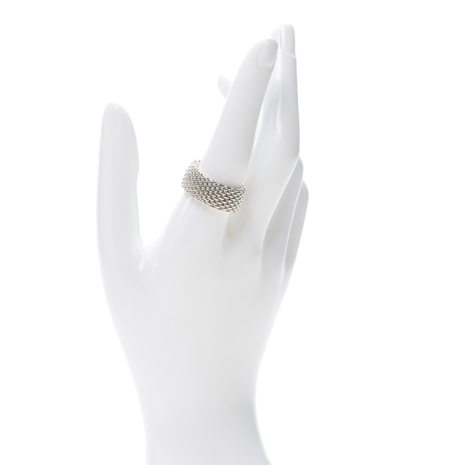 Tiffany Sterling Silver Somerset Mesh Ring 58 8.5 2 of 4