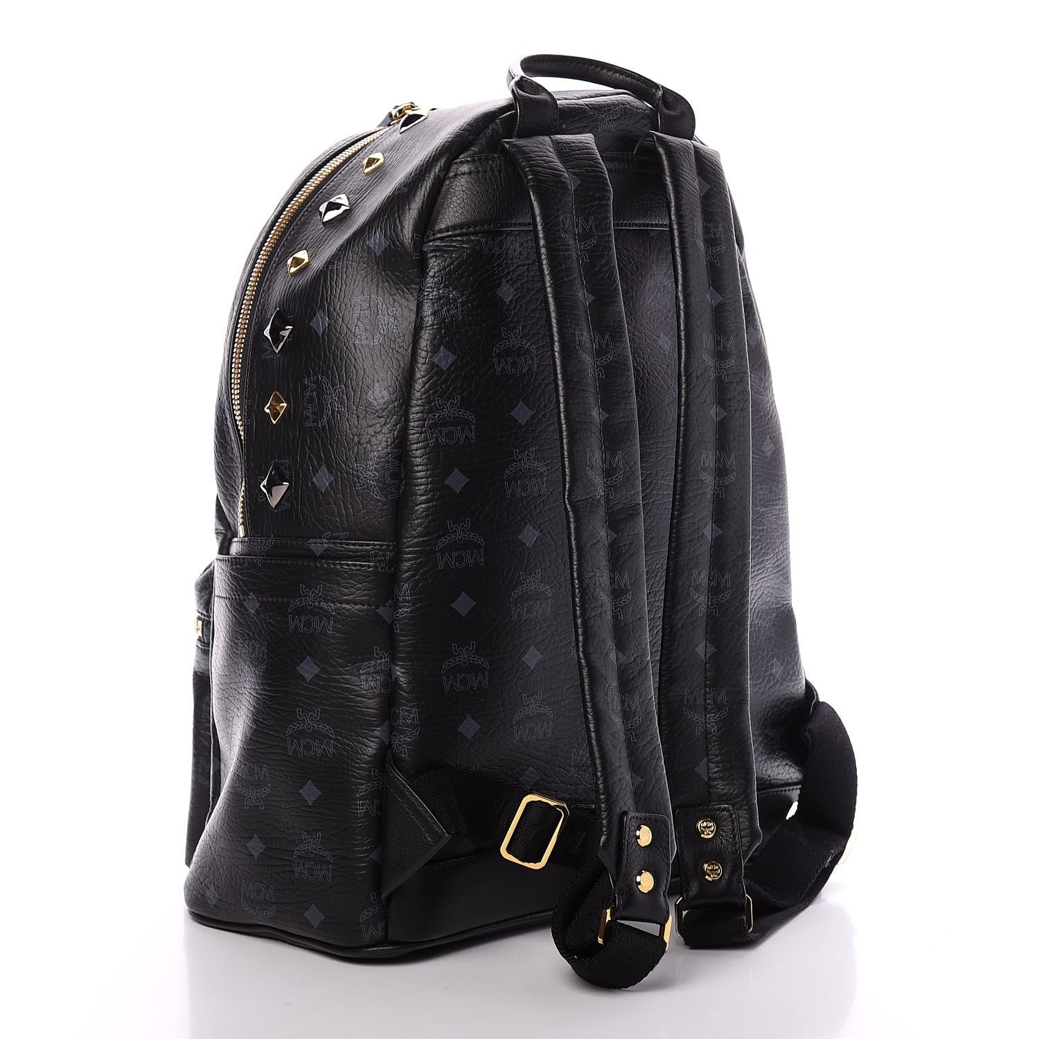 MCM Visetos Studded Medium Stark M Backpack Black 2 of 8
