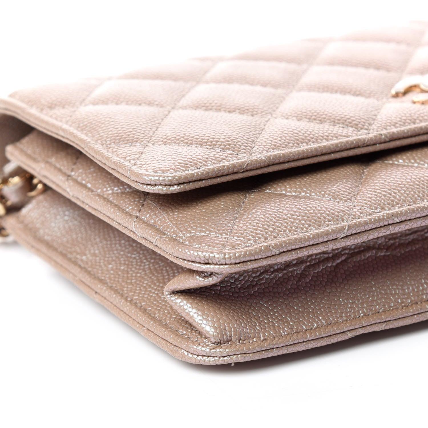 Chanel Iridescent Caviar Quilted Wallet On Chain WOC Beige 5 of 11