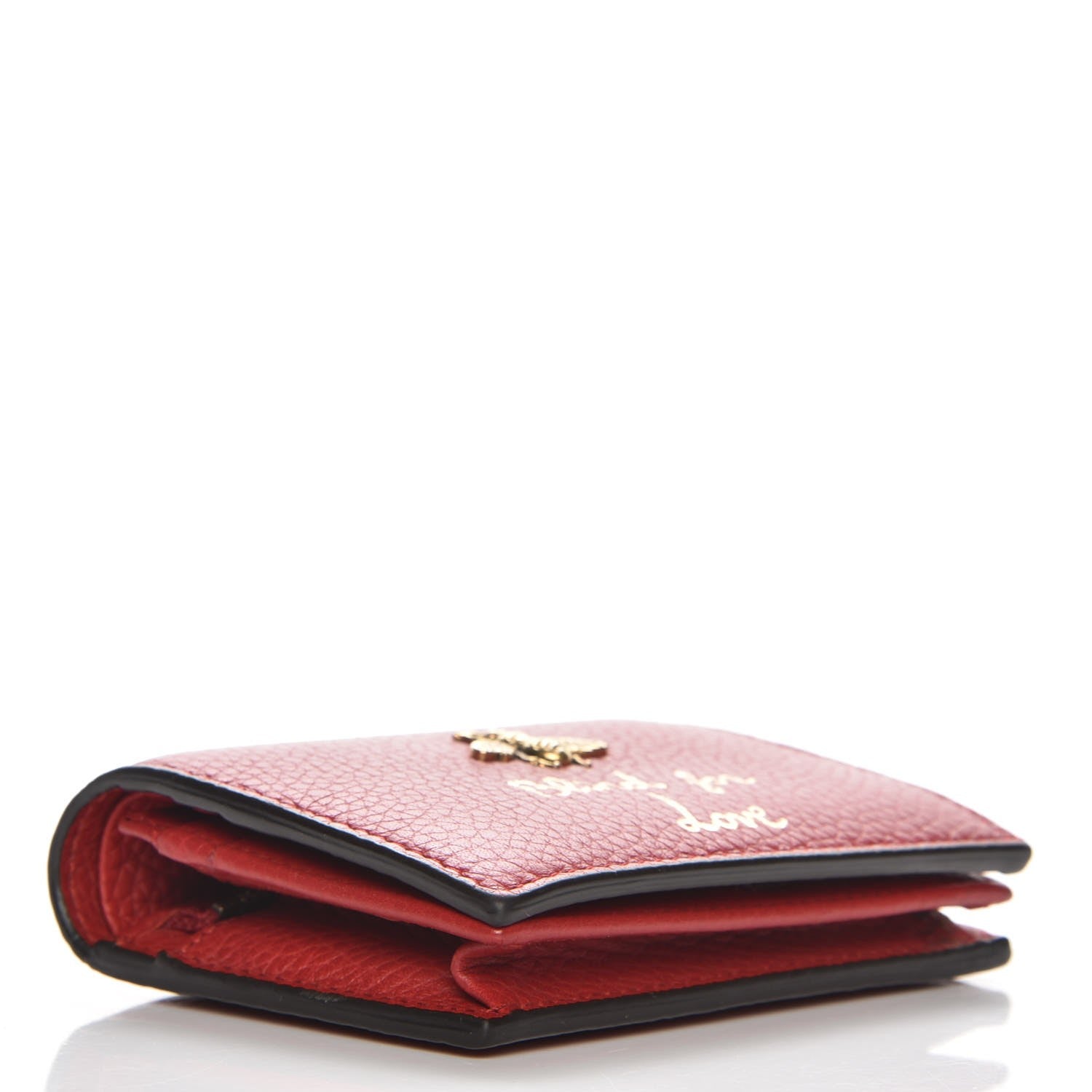 Gucci Pebbled Calfskin Animalier Card Case Red 4 of 7