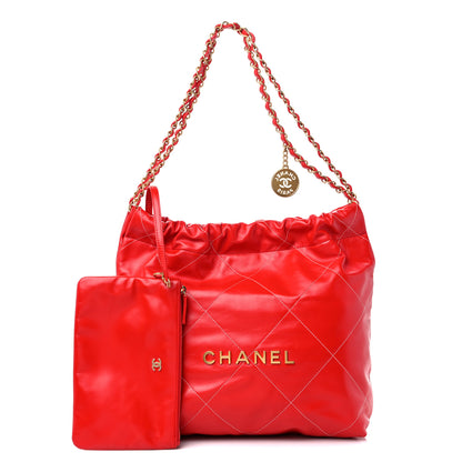 Chanel Shiny Calfskin Quilted Chanel 22 Red 1 of 10