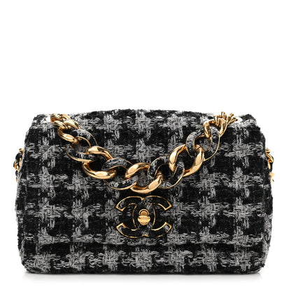 Chanel Wool Tweed Quilted Elegant Chain Flap Black Grey 1 of 11