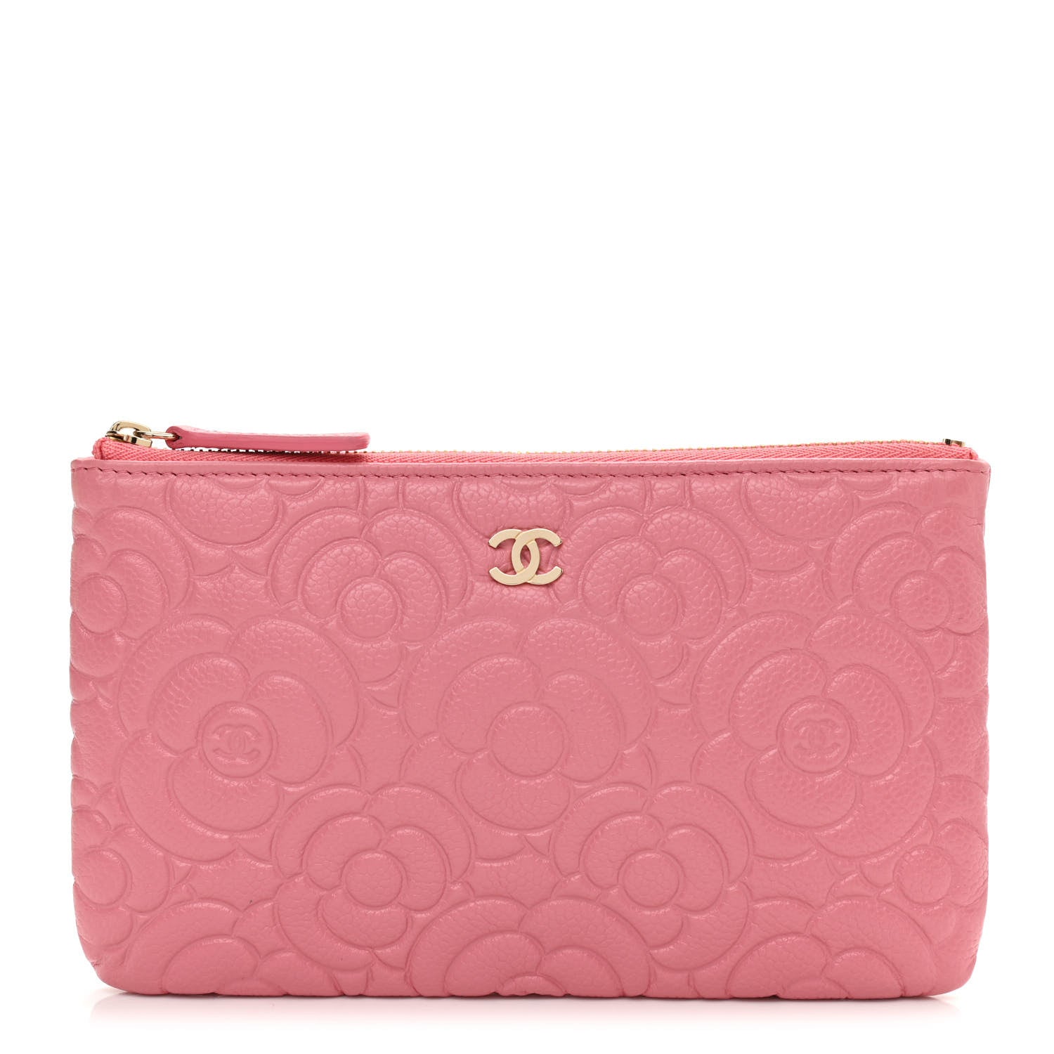 Chanel Caviar Camellia Embossed Cosmetic Pouch Pink 1 of 8