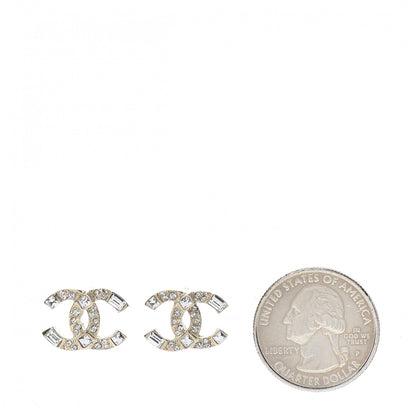 Chanel Crystal Baguette CC Earrings Gold 2 of 5