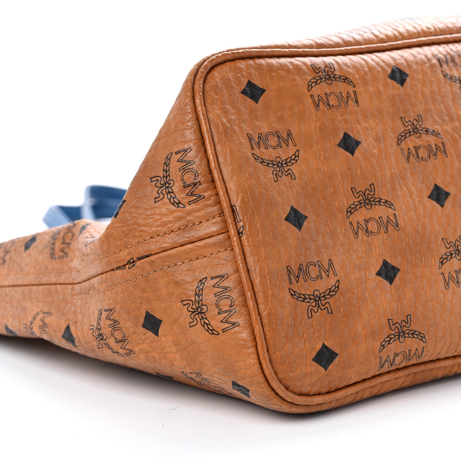 MCM Visetos Medium Reversible Shopper Tote Cognac Blue 8 of 19