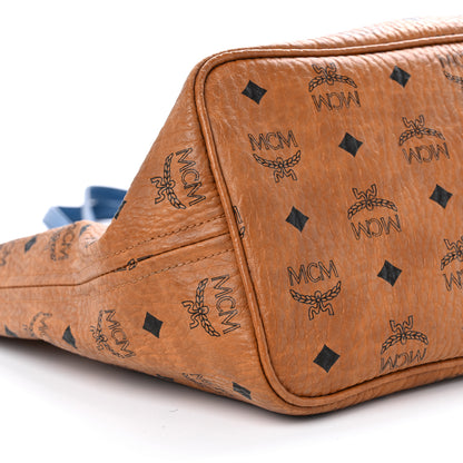 MCM Visetos Medium Reversible Shopper Tote Cognac Blue 8 of 19