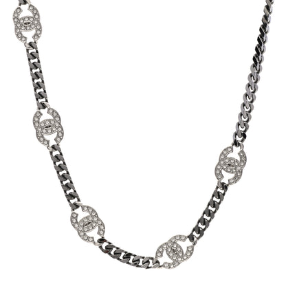 Chanel Ruthenium Crystal Chain CC Choker Silver 1 of 4