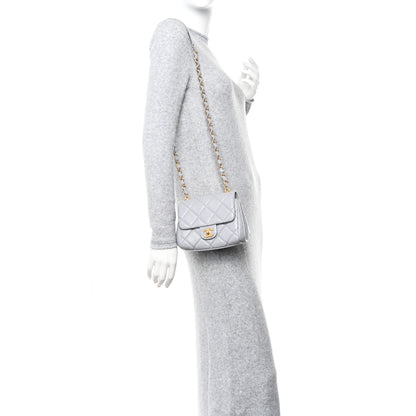 Chanel Lambskin Quilted Mini Flap Light Grey 2 of 10