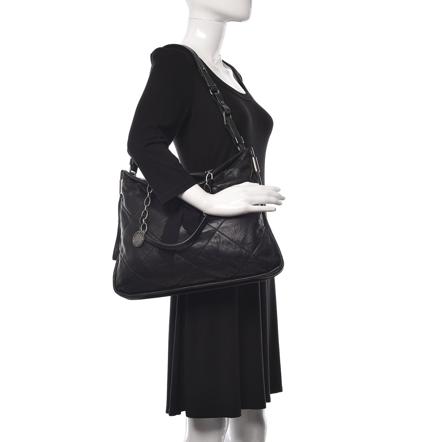 Lambskin Quilted Amalia Tote Black