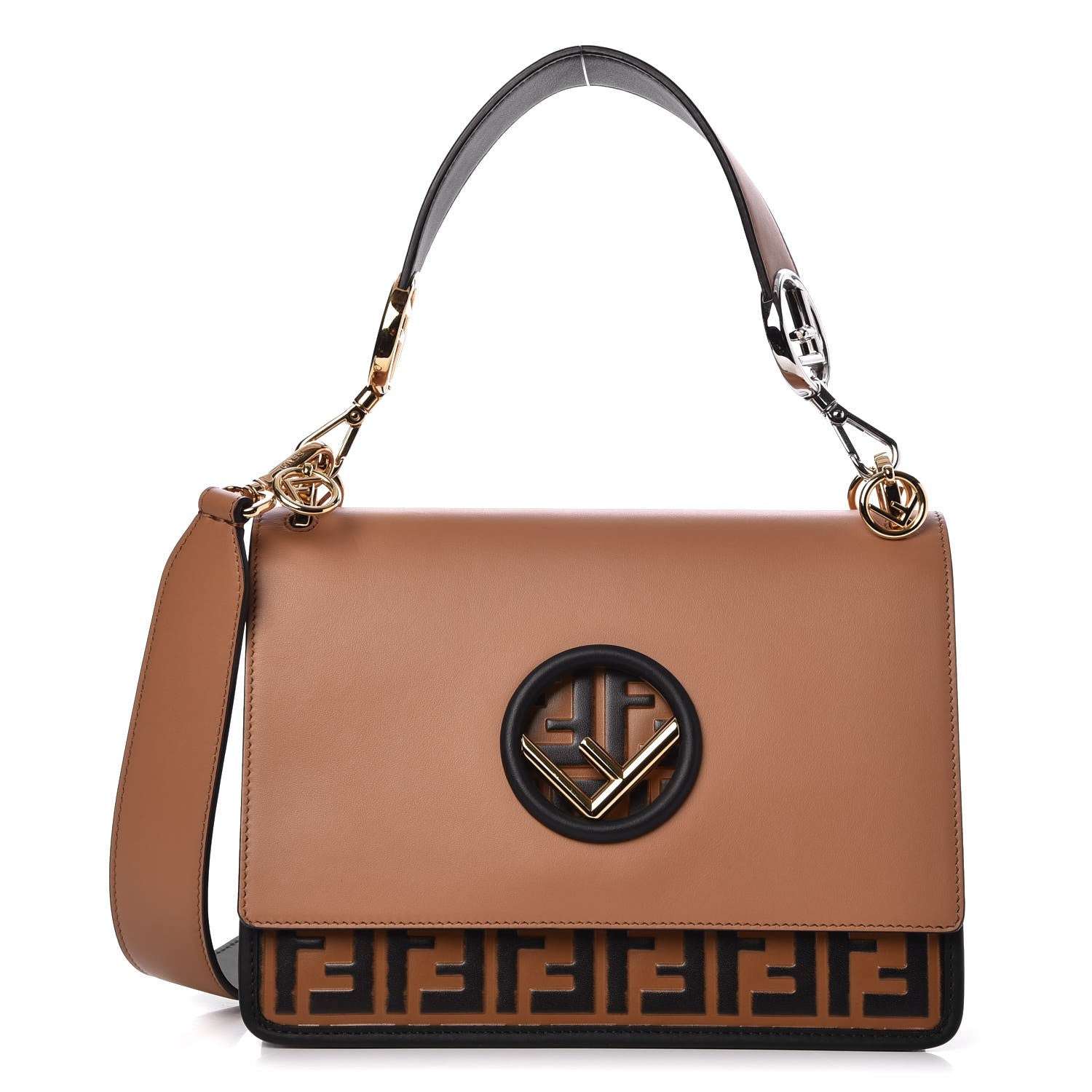 Fendi Vitello Century F is Fendi FF Embossed Kan I Shoulder Bag Orzo Tobacco 1 of 10