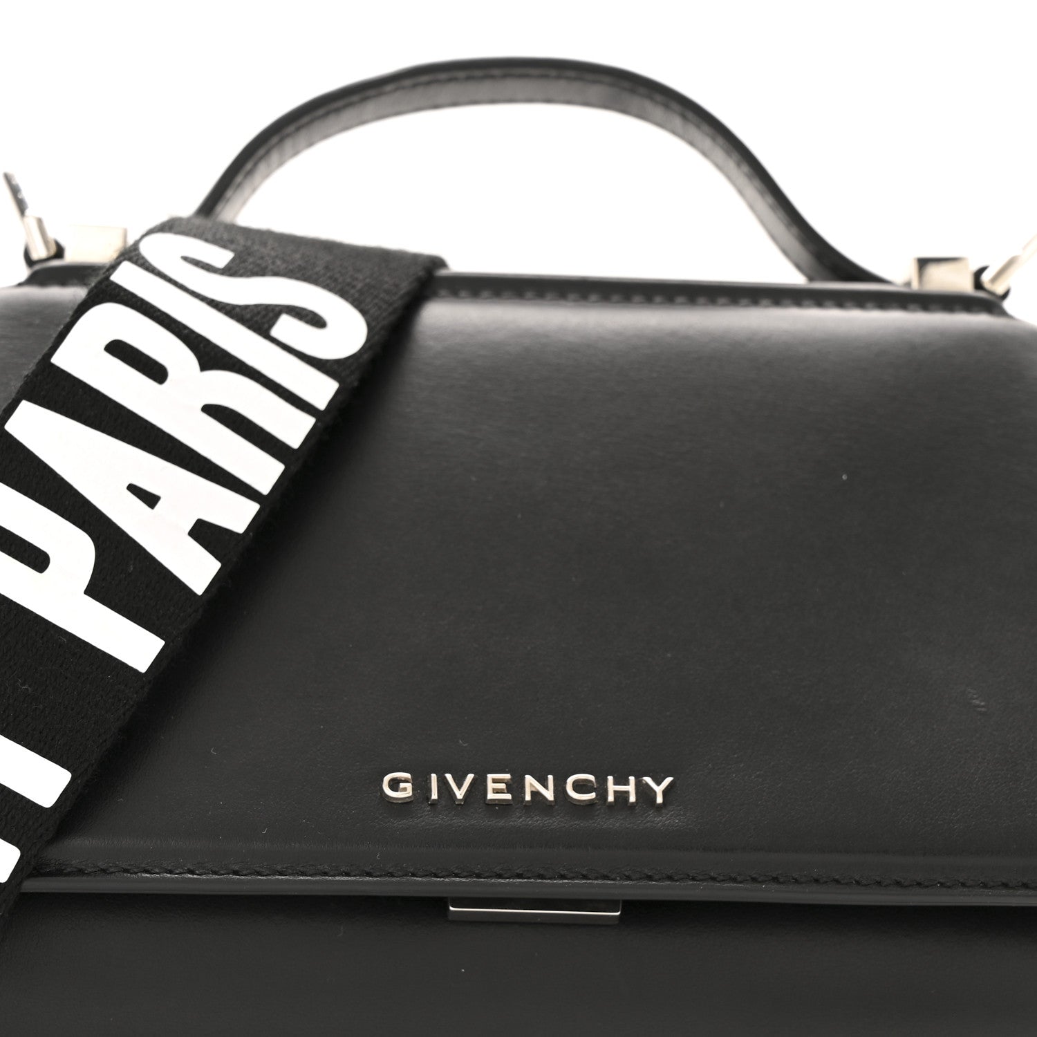 Givenchy Calfskin Mini Pandora Box Logo Strap Crossbody Bag Black