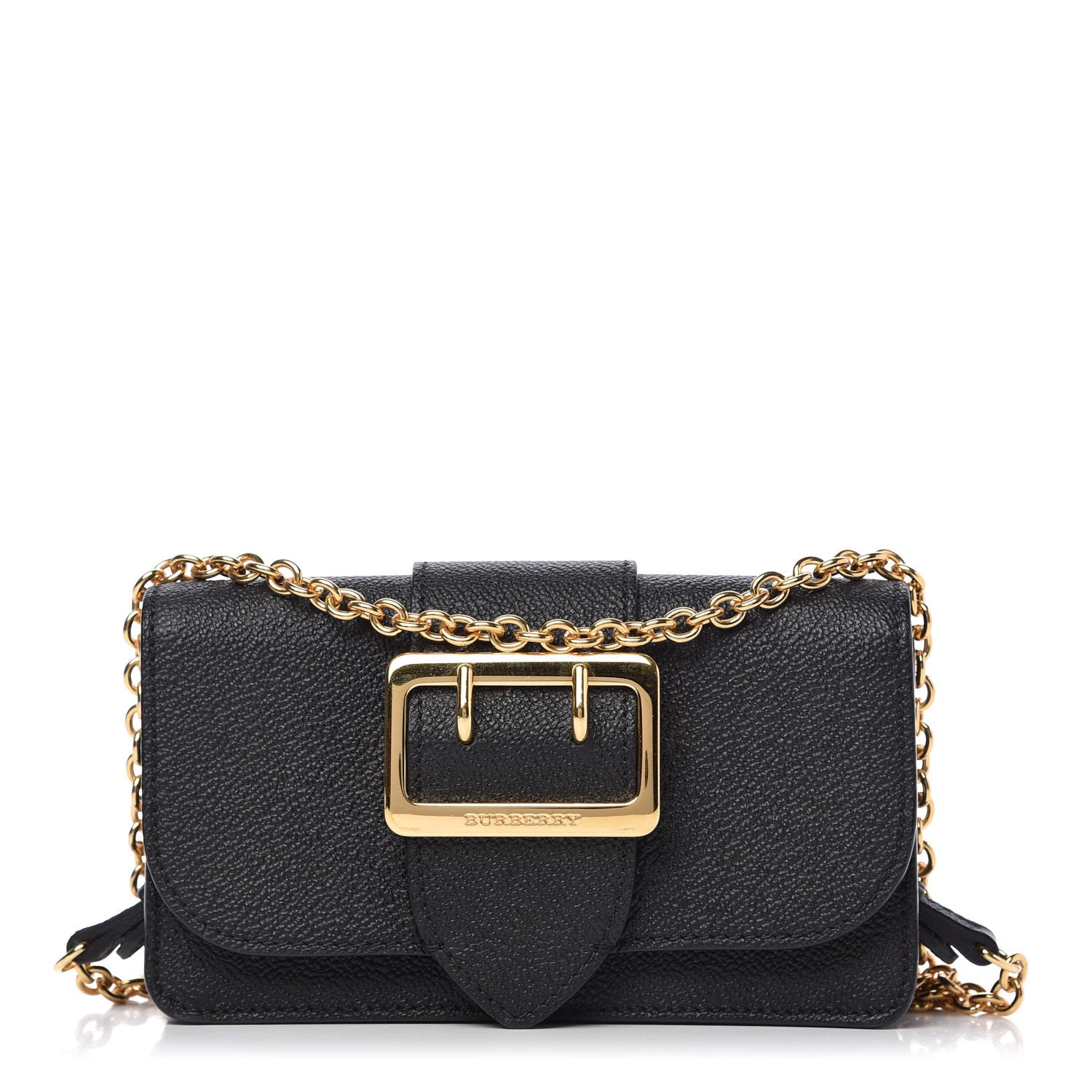 Burberry Grainy Calfskin House Check Small Buckle Bag Black 1 of 9