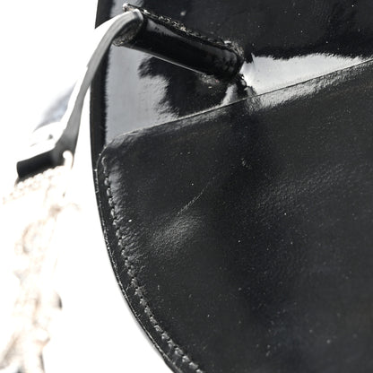 Saint Laurent Patent Calfskin Cassandra Crystal Monogram Sandals 36 Black 10 of 10