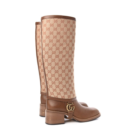 Gucci GG Monogram Calfskin Lola Tall Boots 39.5 Beige Ruggine Cuir 5 of 10