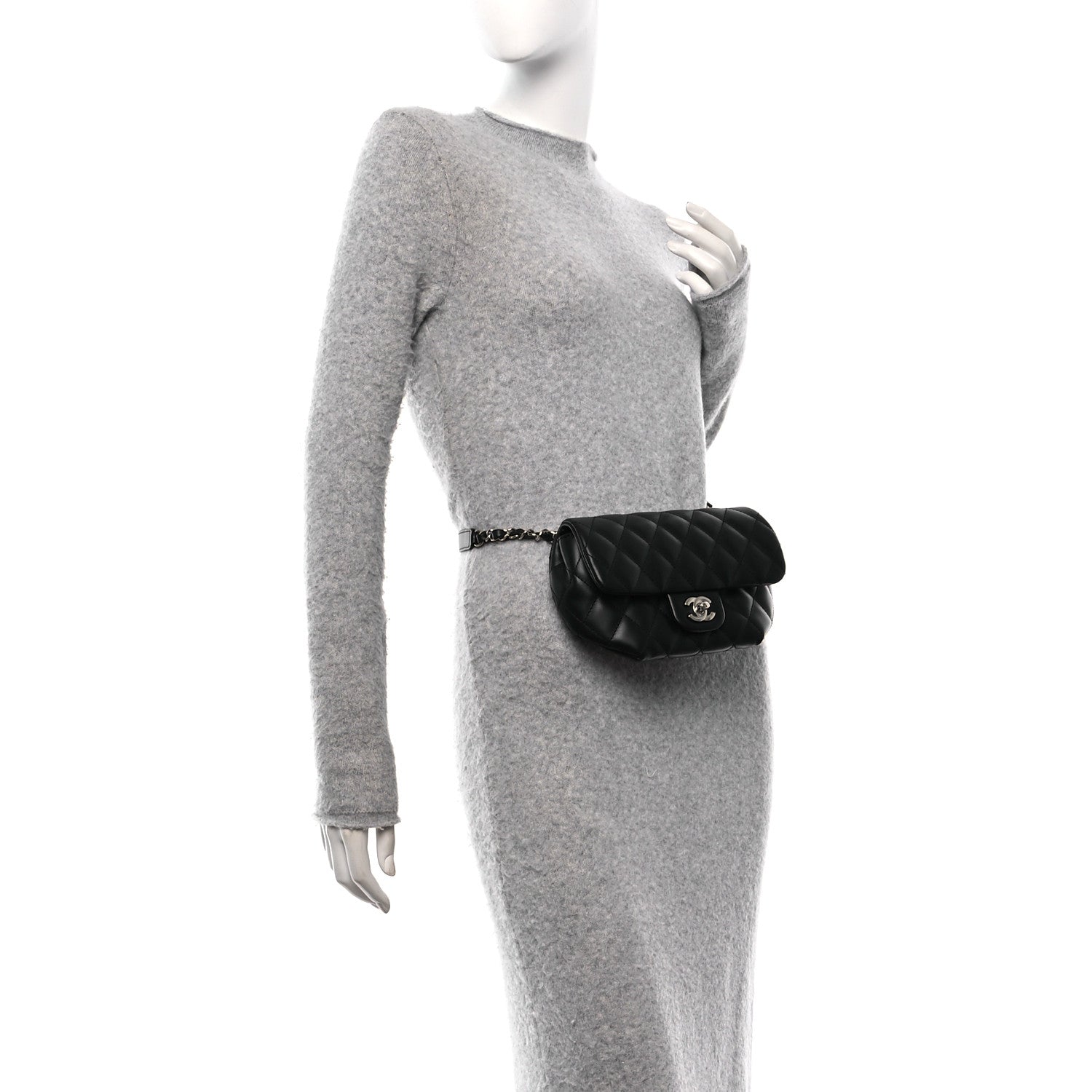 Chanel Calfskin Quilted CC Uniform Flap Belt Bag Black 2 of 11
