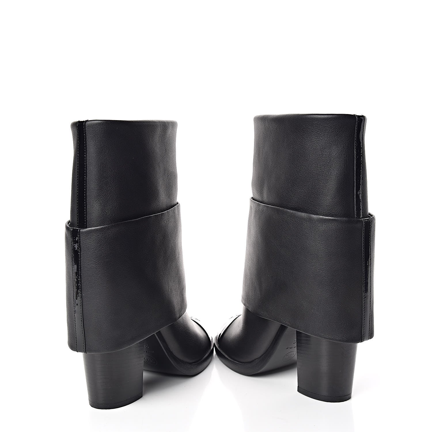 Chanel Calfskin CC Cap Toe Fold Over Boots 36.5 Black 6 of 11