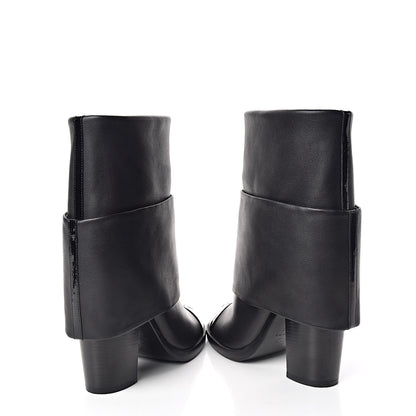 Chanel Calfskin CC Cap Toe Fold Over Boots 36.5 Black 6 of 11