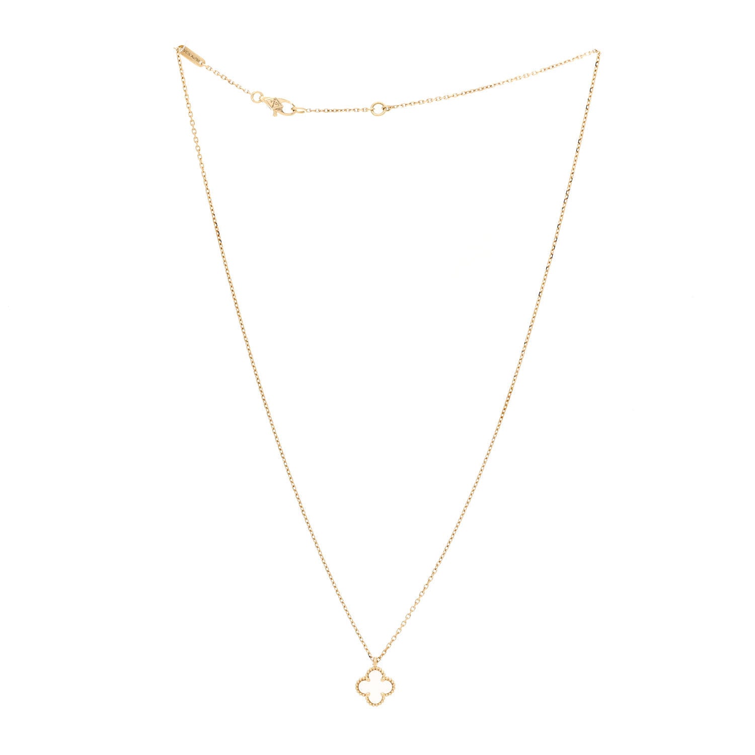 Van Cleef & Arpels 18K Yellow Gold Mother of Pearl Sweet Alhambra Pendant Necklace 3 of 5