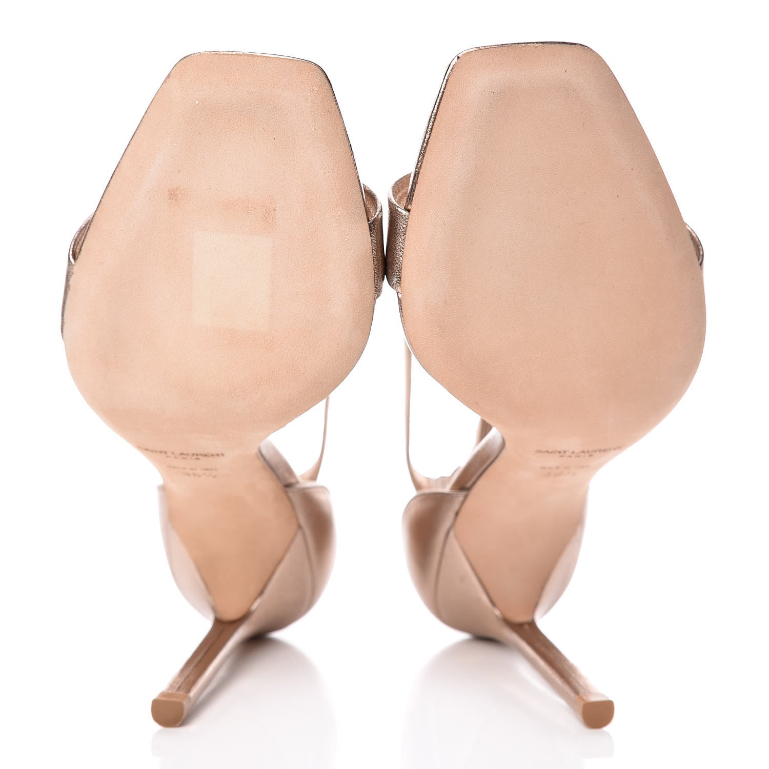 Saint Laurent Metallic Lambskin Amber Ankle Strap Sandals 36.5 Rose Gold 7 of 15
