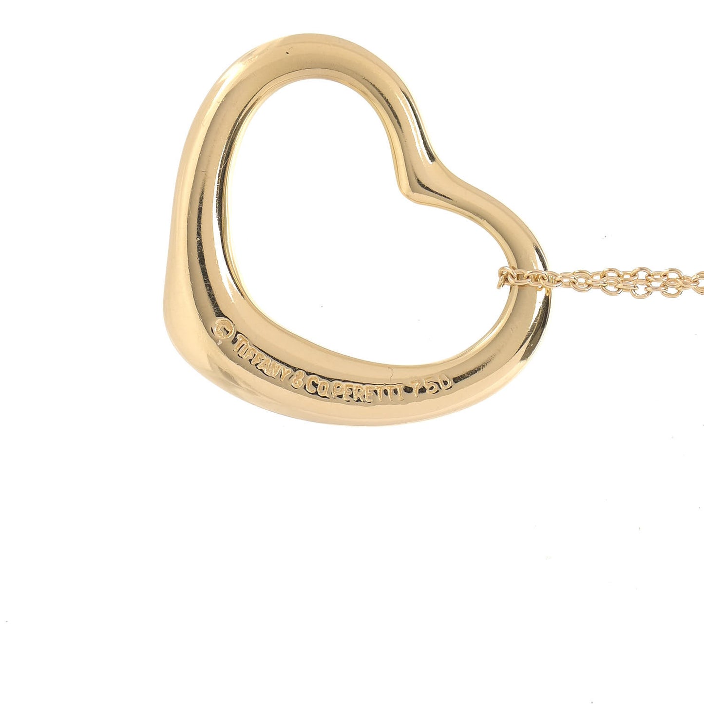 18K Yellow Gold 22mm Elsa Peretti Open Heart Pendant Necklace