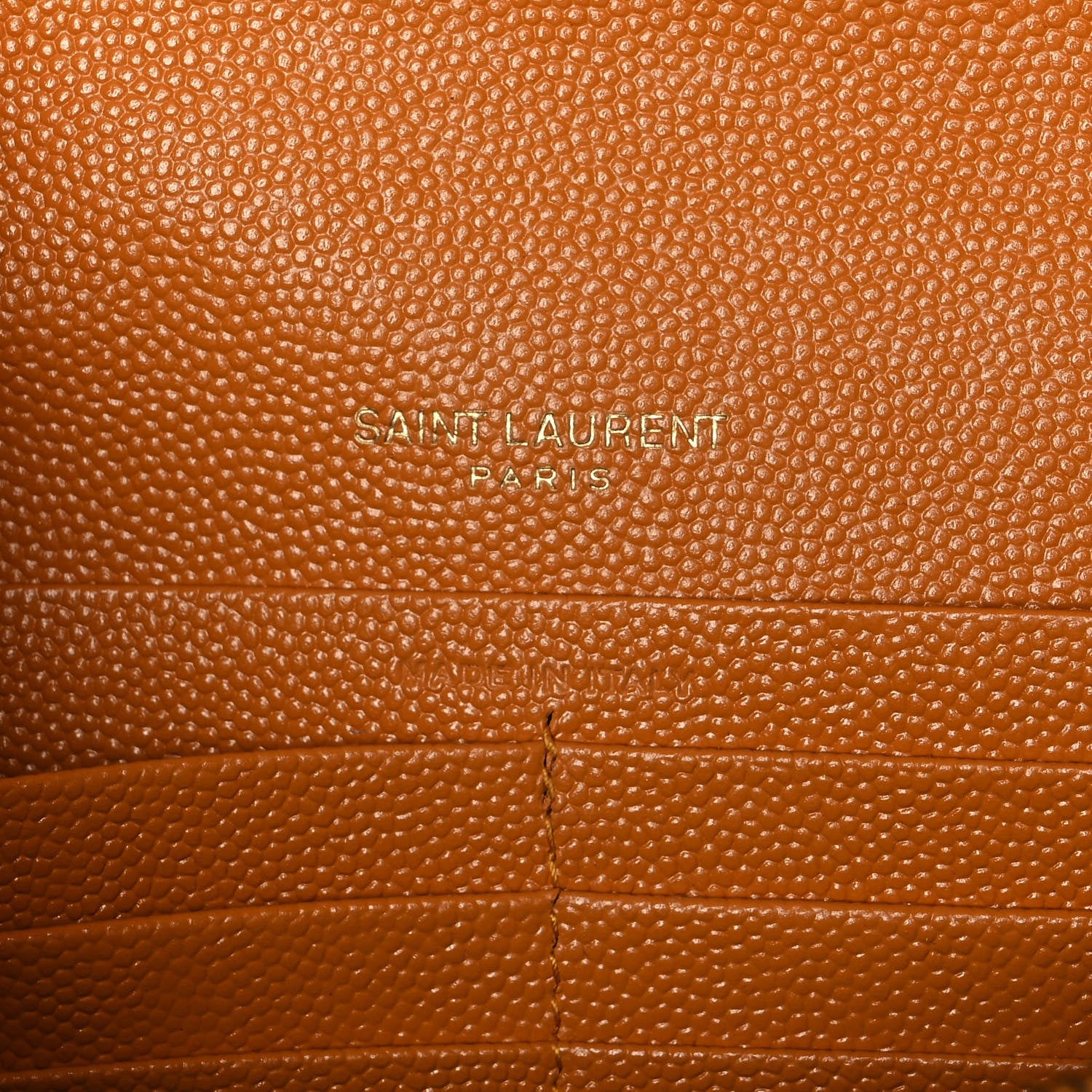 Saint Laurent Grain De Poudre Matelasse Chevron Monogram Chain Wallet Senape Yellow 5 of 8
