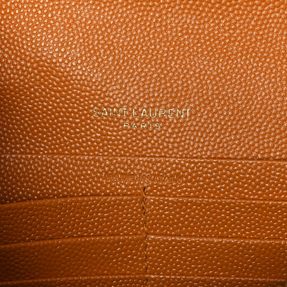 Saint Laurent Grain De Poudre Matelasse Chevron Monogram Chain Wallet Senape Yellow 5 of 8