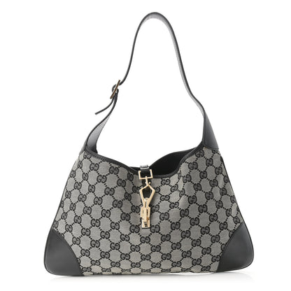 Gucci Monogram Lobster Clasp Jackie O Hobo Beige Black 1 of 12