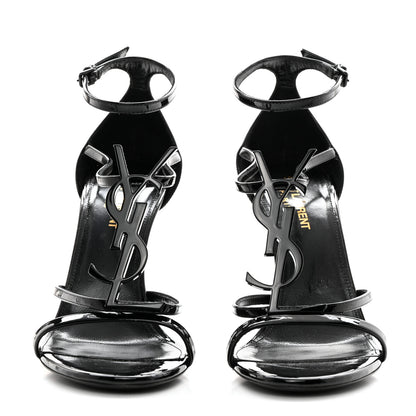Saint Laurent Patent Cassandra 100 Ankle Strap Sandals 38.5 Black 2 of 8
