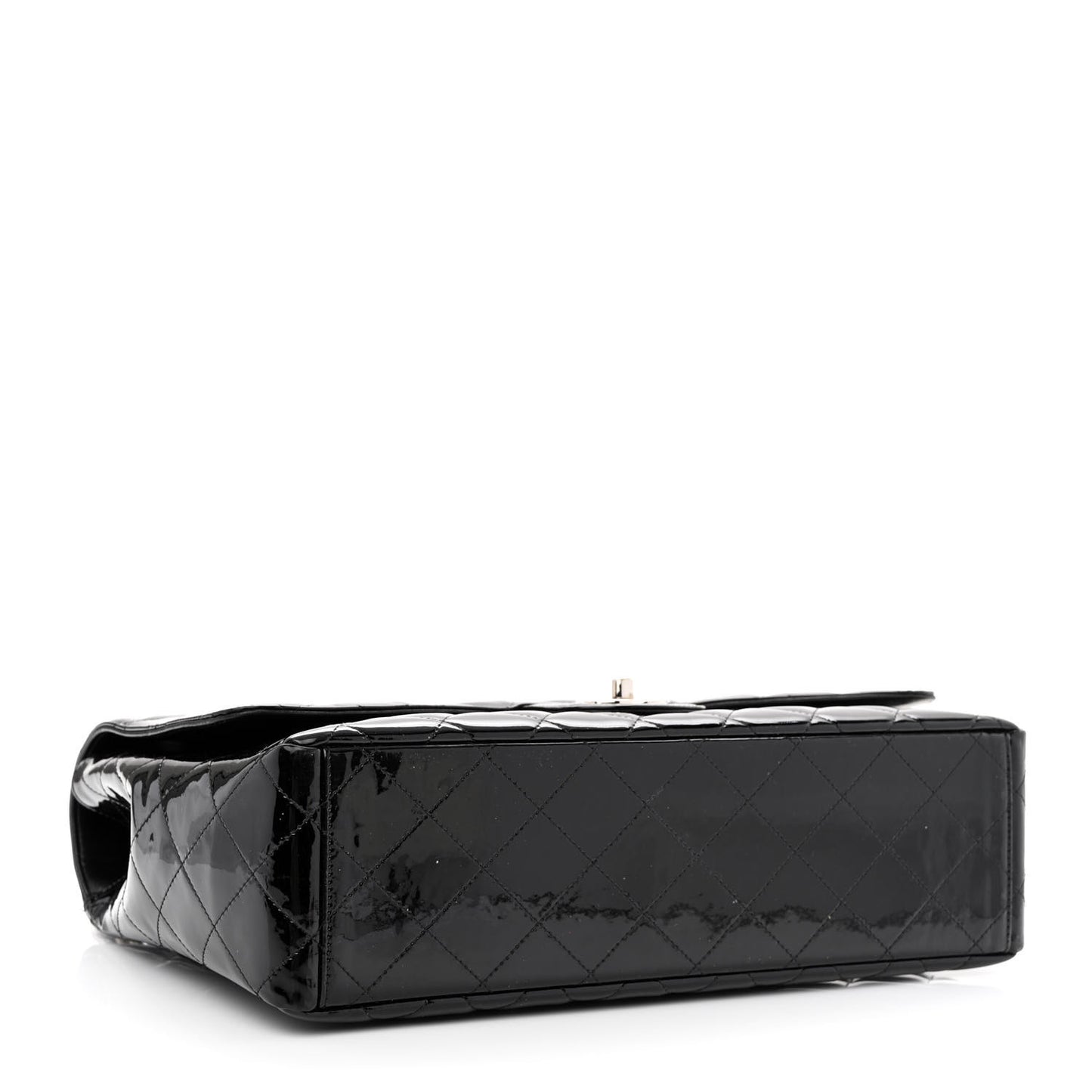 Patent Quilted Maxi Single Flap Black