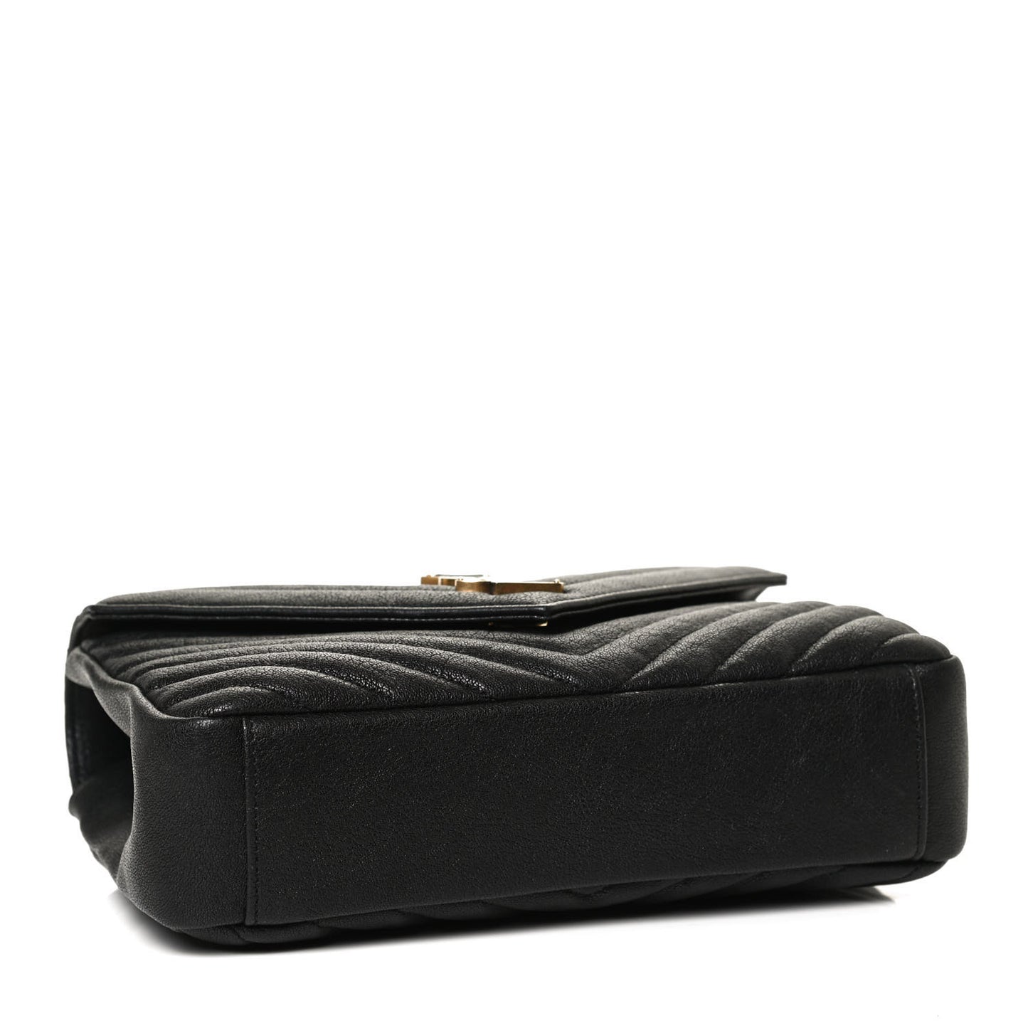 Sheepskin Matelasse Chevron Monogram Medium College Bag Black