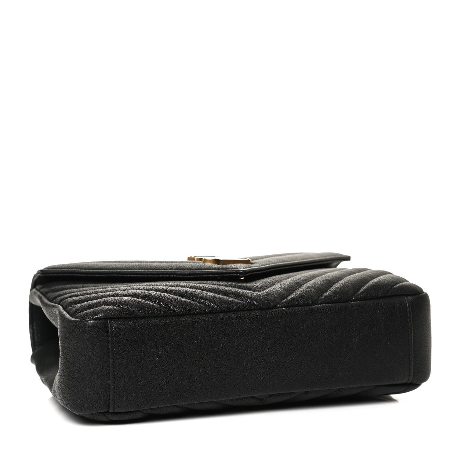 Saint Laurent Sheepskin Matelasse Chevron Monogram Medium College Bag Black 3 of 10