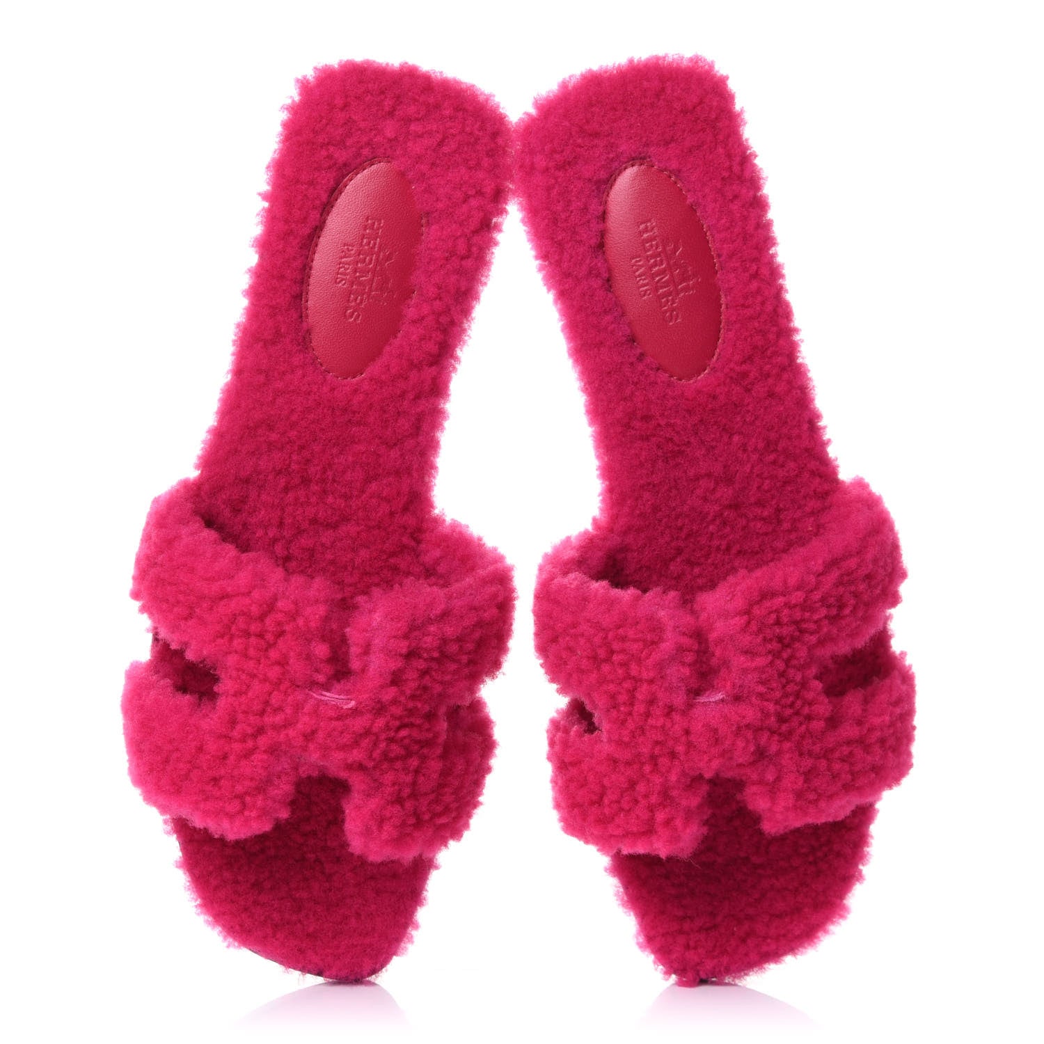 Hermes Woolskin Oran Sandals 38.5 Rose Fuchsia 5 of 9