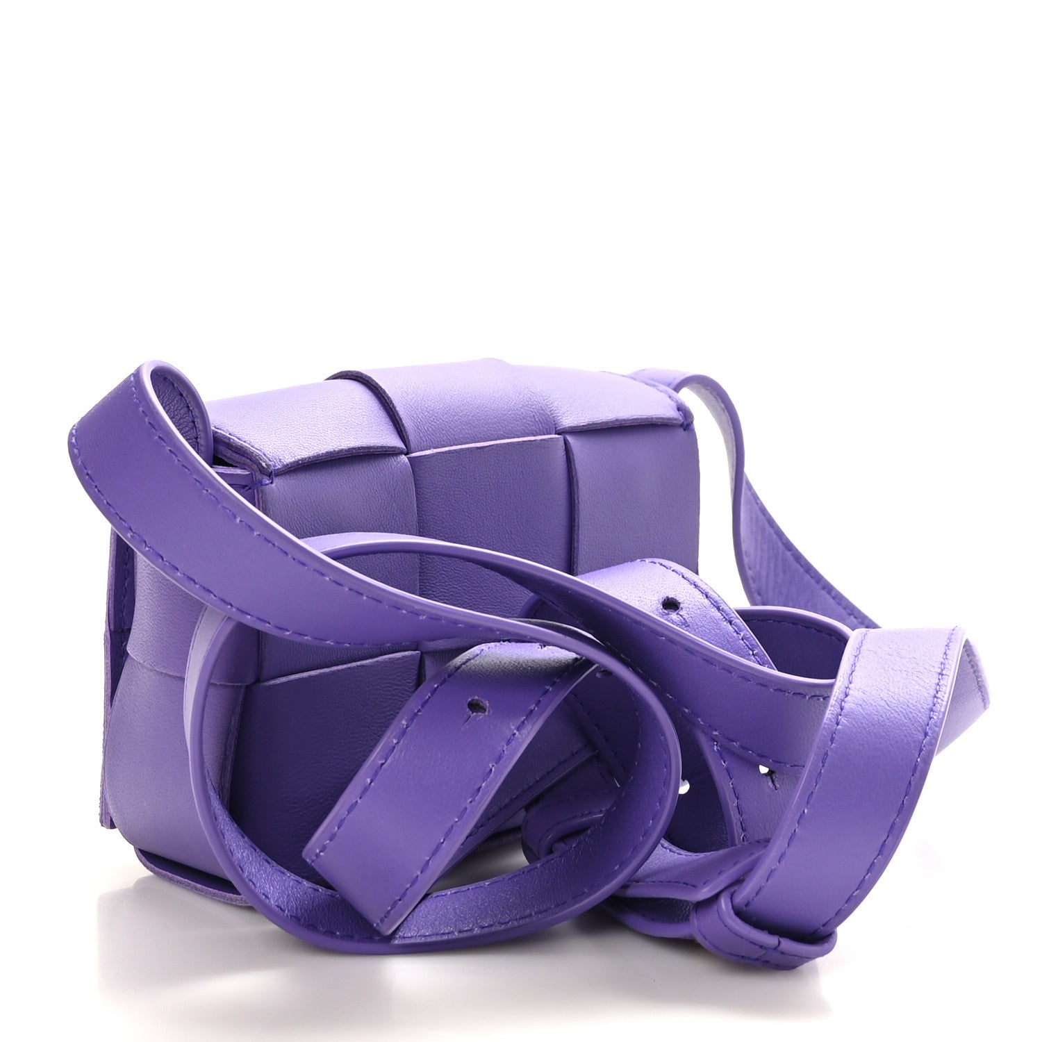 Bottega Veneta Lambskin Maxi Intrecciato Extra Mini Cassette Crossbody Bag Purple 3 of 8